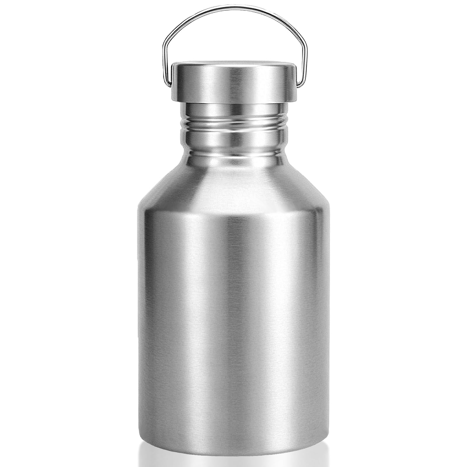 Volhoply 2000ml Big Stainless Steel Water Bottle with Handle,Non Insulated Single Wall Water Jug, No Plastic 18/8 304 Metal Water Bottles with Wide Mouth for Camping, Hikers