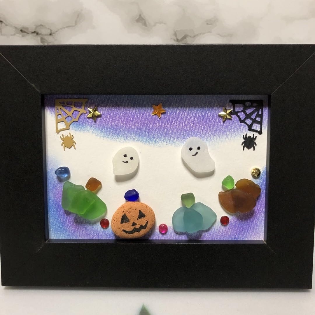 シーグラスアート『 Halloween Cocktail 』他2点 シーグラスアート『 Halloween Cocktail 』他2点