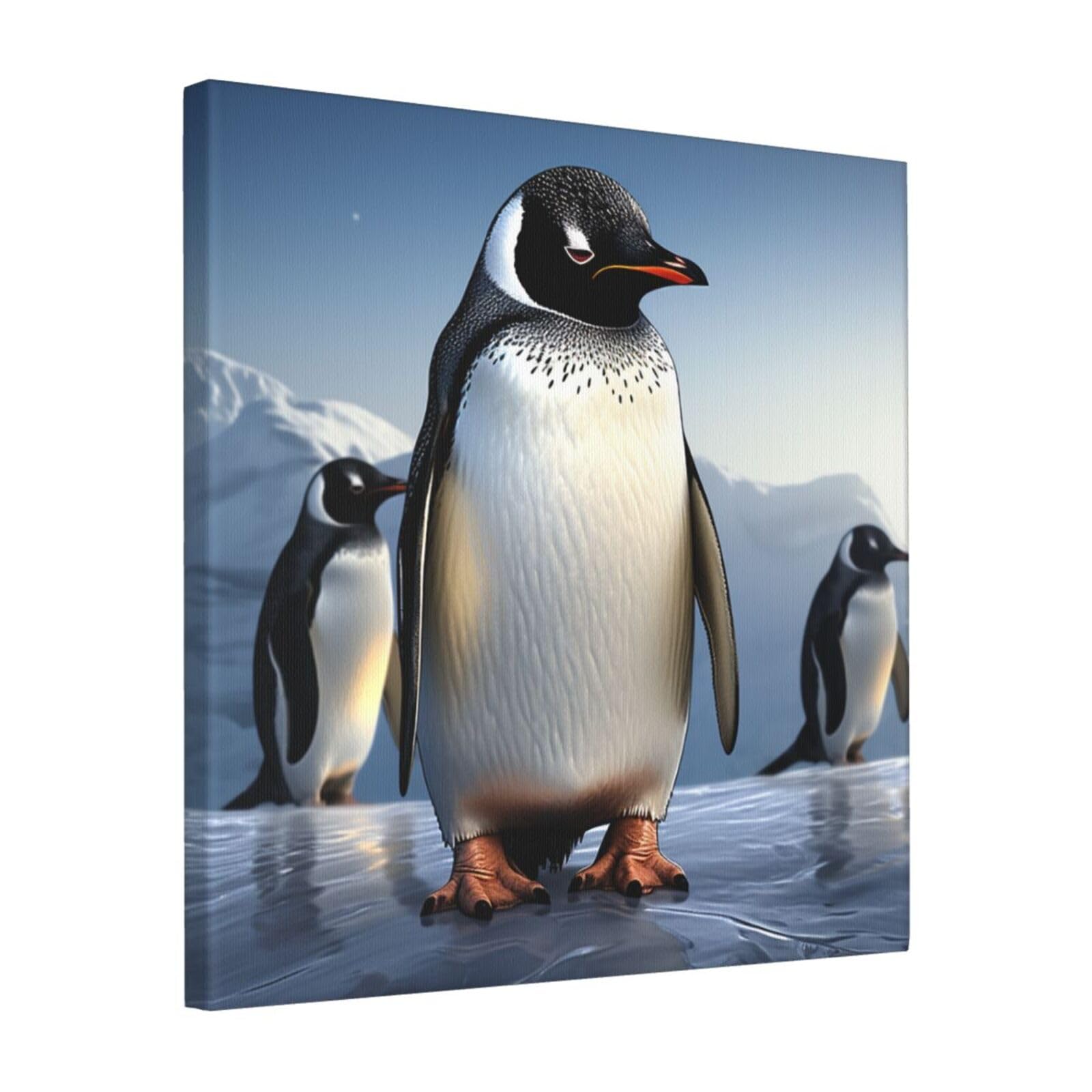 FodPand Penguin Canvas Wall Art for Living Room Wall Decor 16"x16" Modern Artwork Painting Pictures Hanging Canvas Prints Aesthetic Wall Art for Bedroom Bathroom Office Wallart Decor