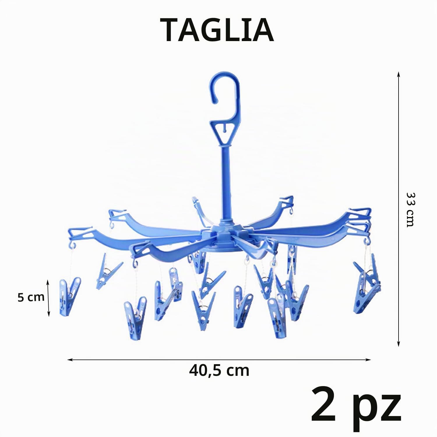 2 stendibiancheria, 16 clip per appendere calze, gancio pieghevole per biancheria intima, stendibiancheria portatile, girevole a 360°, adatto per biancheria intima, calze, asciugamani (blu, verde)