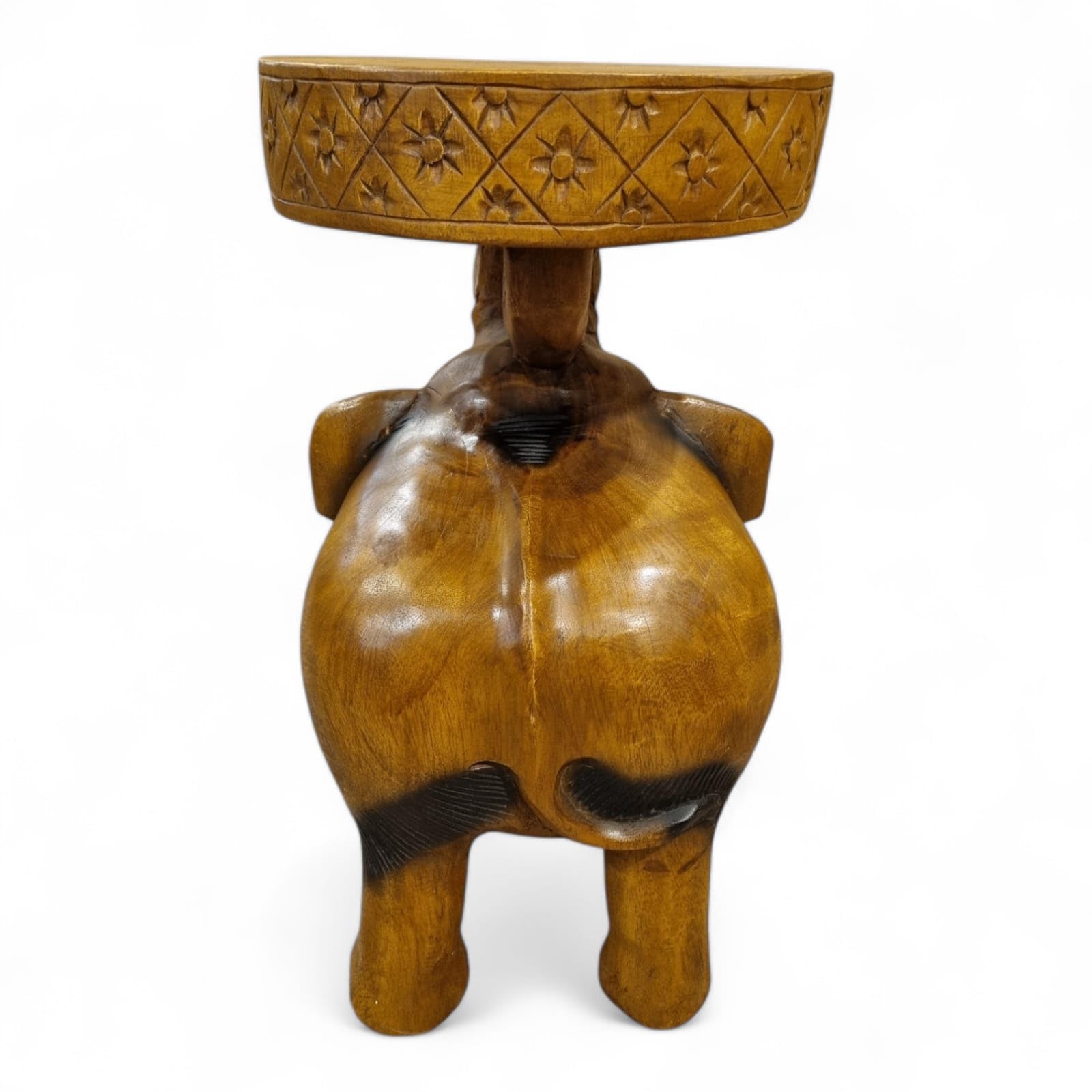 Kinaree Holz Beistelltisch Chang | Handgefertigter Beistelltisch aus massivem Suar-Holz – Elefantendesign, orientalisch inspiriert, einzigartig, robust und nachhaltig (Braun)