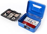 Vista 3 de Caja de dinero pequeña con cerradura de combinación, caja de dinero de metal para efectivo, caja de bloqueo Lovndi con bandeja de dinero, 7.87 x 6.3