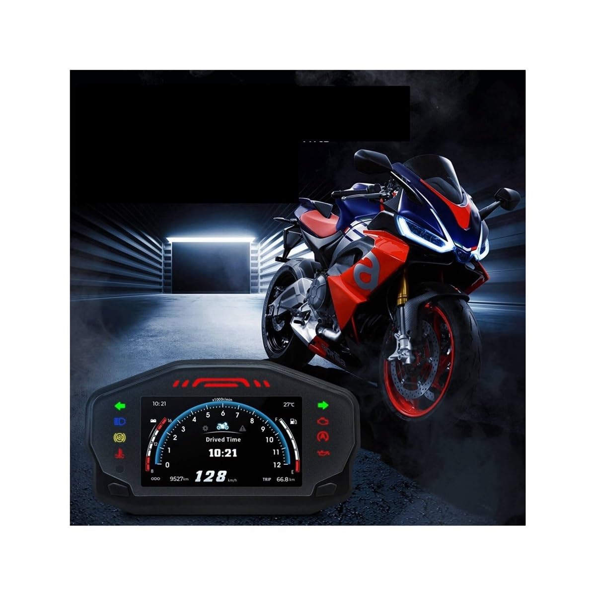 Odómetro Motocicleta Velocímetro Velocímetro Digital para Motocicleta, Odómetro, Indicador De Combustible para 1/2/4 Cilindros, Tacómetro