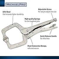 Vista 2 de MichaelPro Abrazadera C de bloqueo de 11 pulgadas con almohadillas giratorias, abrazadera de agarre de tornillo de soldadura resistente, alicates