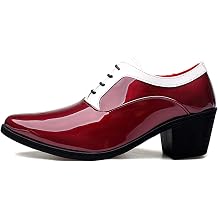 Men's Patent Leather Chunky Heel Oxford Shoes Pointed Toe Fashion High Heels Business Work Wedding Prom Dress Derby Shoes