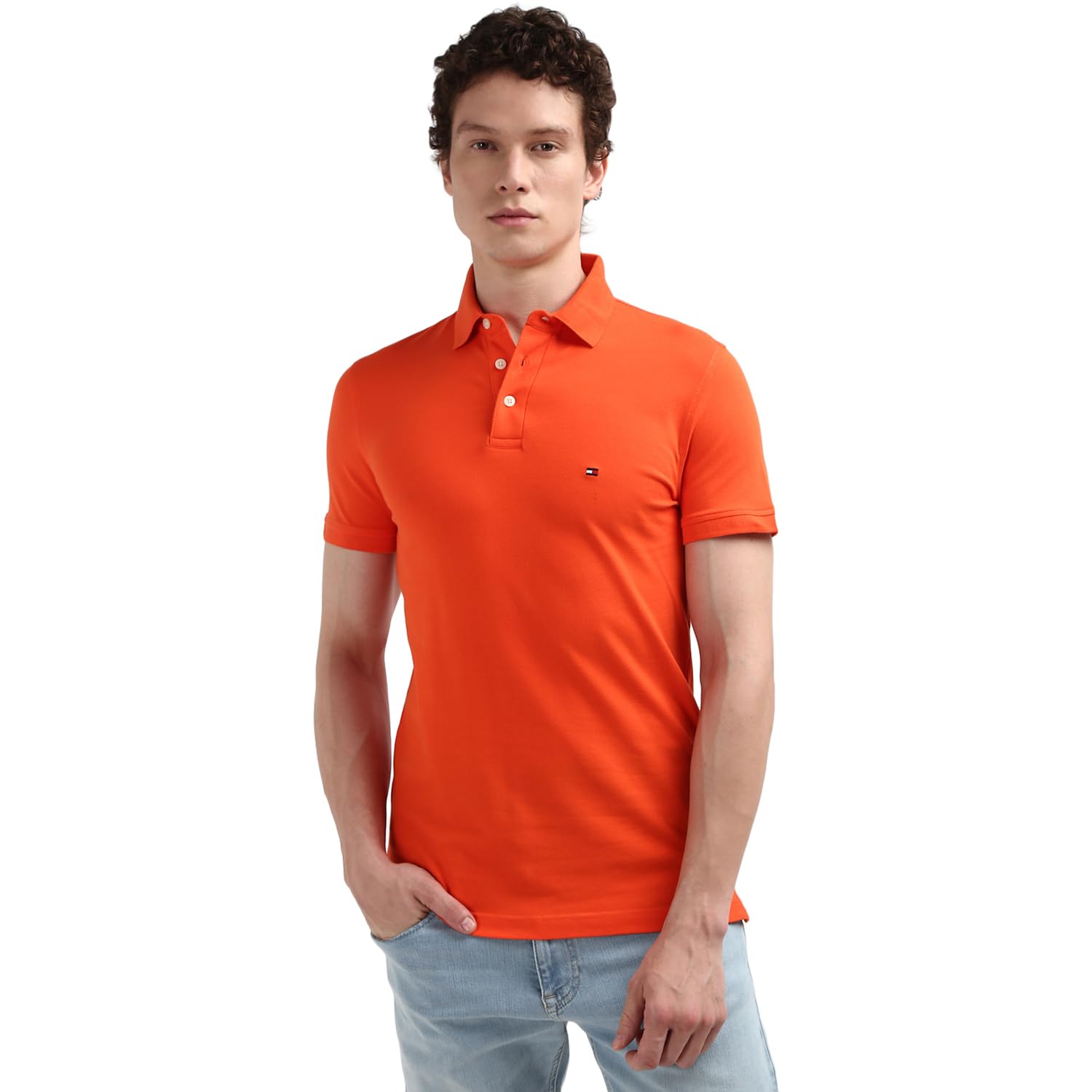 Tommy Hilfiger Men's Cotton Solid Slim Fit Polo