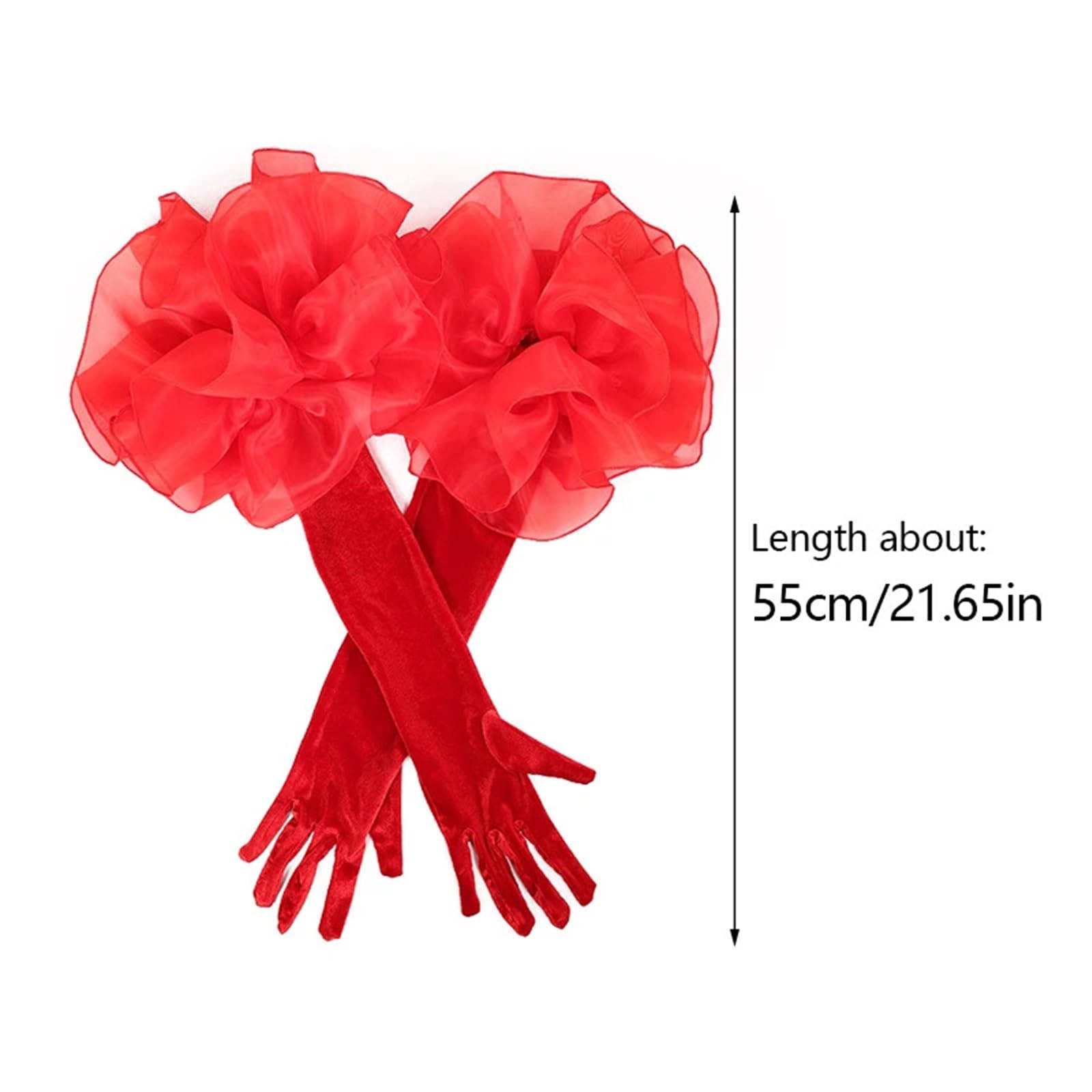 Guantes largos de terciopelo con volantes, color liso, manga mano for mujer, vestido novia, accesorio fotográfico, ropa, guante Para Cena Fiesta