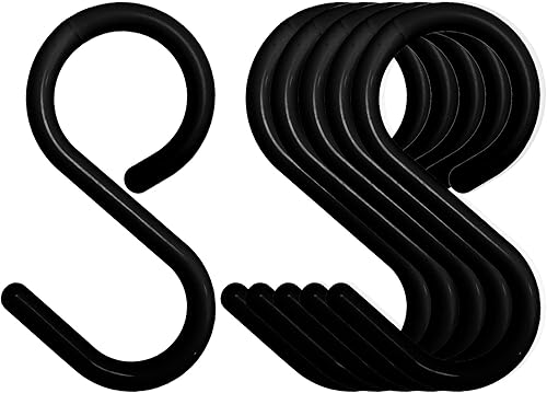 Miniatura 7 de Paquete de 6 ganchos en S de plástico seguros y silenciosos, cuello flexible para un fácil giro y bloqueo, completamente libre de óxido, soporta