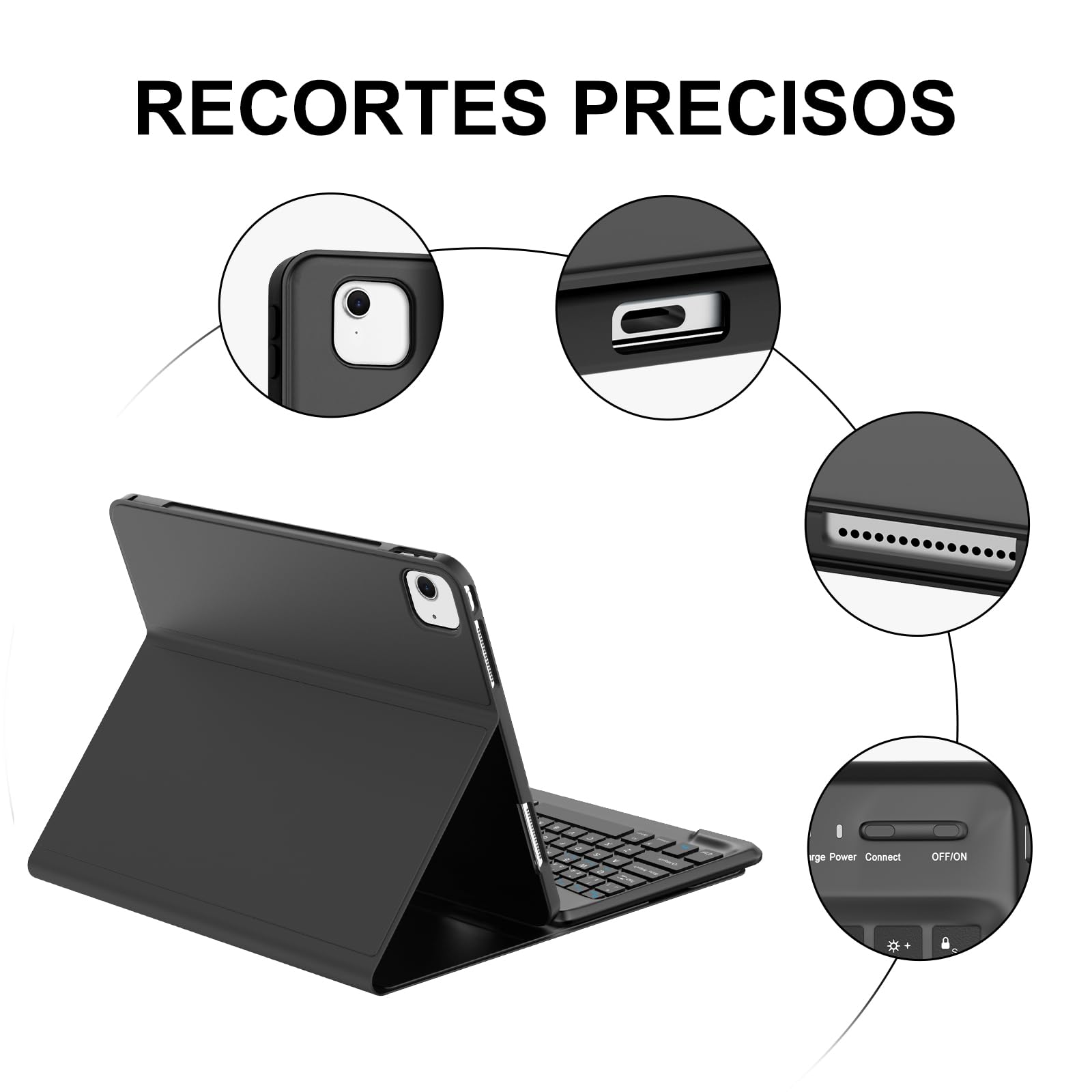 FOGARI Teclado para iPad Air 13" M4/M3/M2 2026/2025/2024, Funda con Español Ñ Teclado Bluetooth Magnético Desmontable para iPad Air 13 Pulgadas M2/M3/M4 2026, Negro