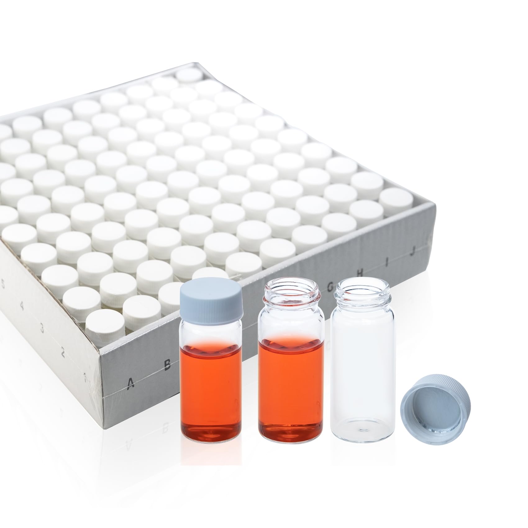 20 mL Borosilicate Glass Liquid Scintillation Vial, with Polypropylene Cap and Foamed Silver Aluminum Foil Liner, Case of 100