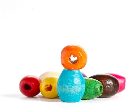 Miniatura 4 de 3,000 cuentas de barril de madera, colores surtidos brillantes, a granel, 0.157 x 0.236 in, muy pequeñas, con agujero de 0.071 in