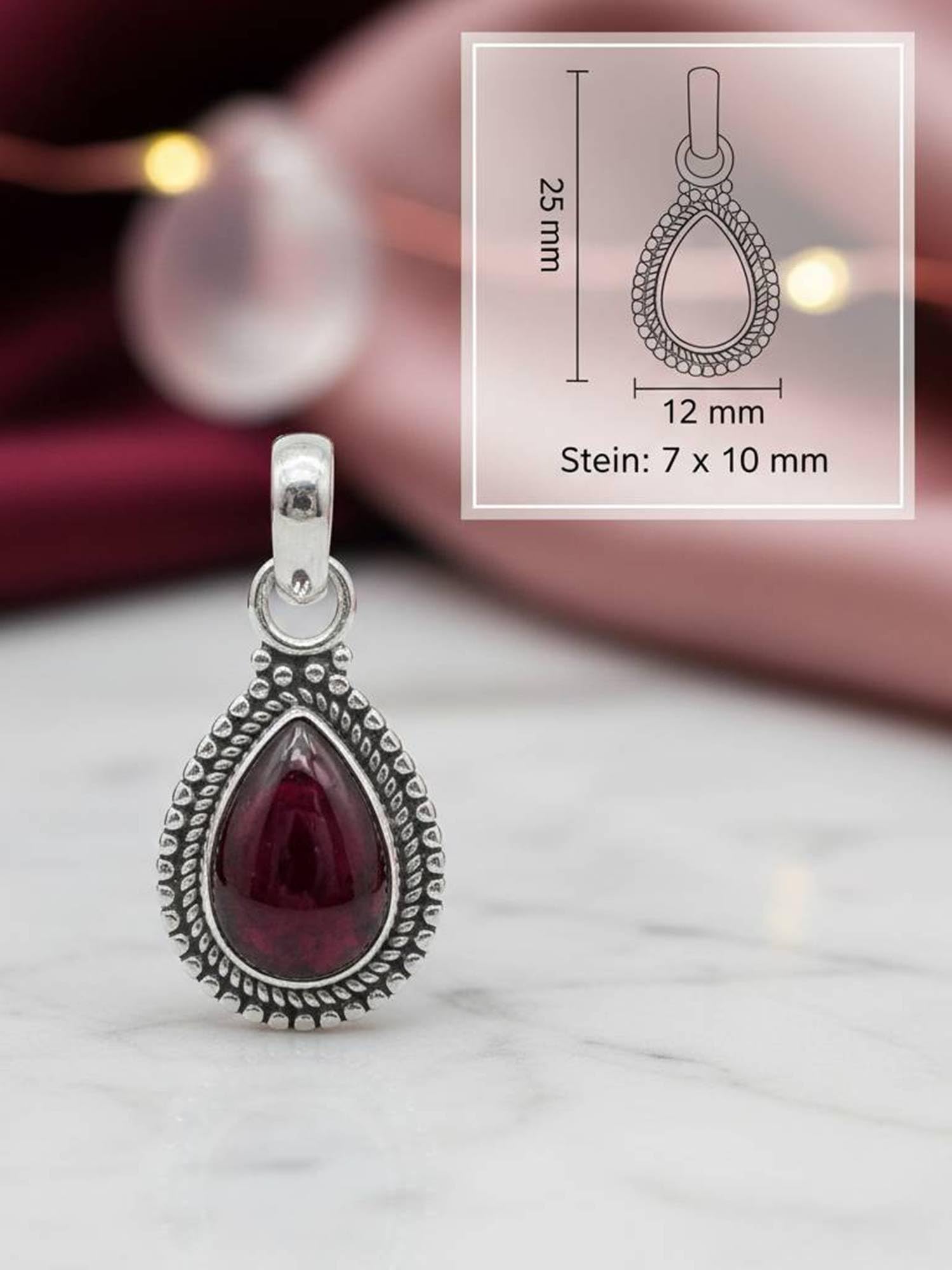 mantraroma Silberkette Damen 925 mit Edelstein | echtes Silber, echte Steine zur Auswahl, Kettenanhänger am Silberkette, Länge wählbar, handarbeit, im Geschenkbeutel
