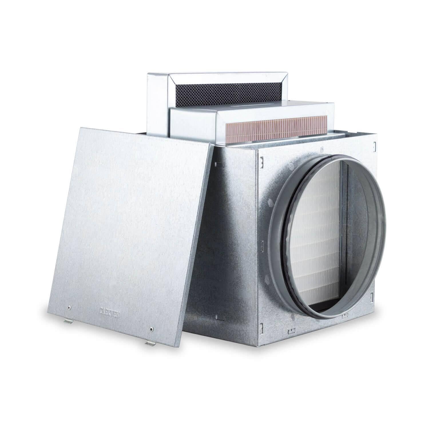 Caja Portafiltros de Acero Galvanizado para Filtros de Panel - ø200mm - 240x245 mm / F7 + F9 + Carbón activo