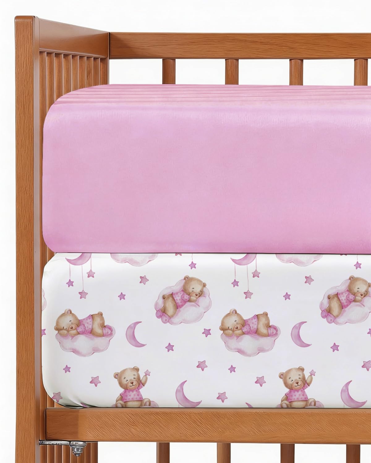 Baby Crib Sheets - Pack of 2 Fitted Sheets for Standard Crib - Dream Bear