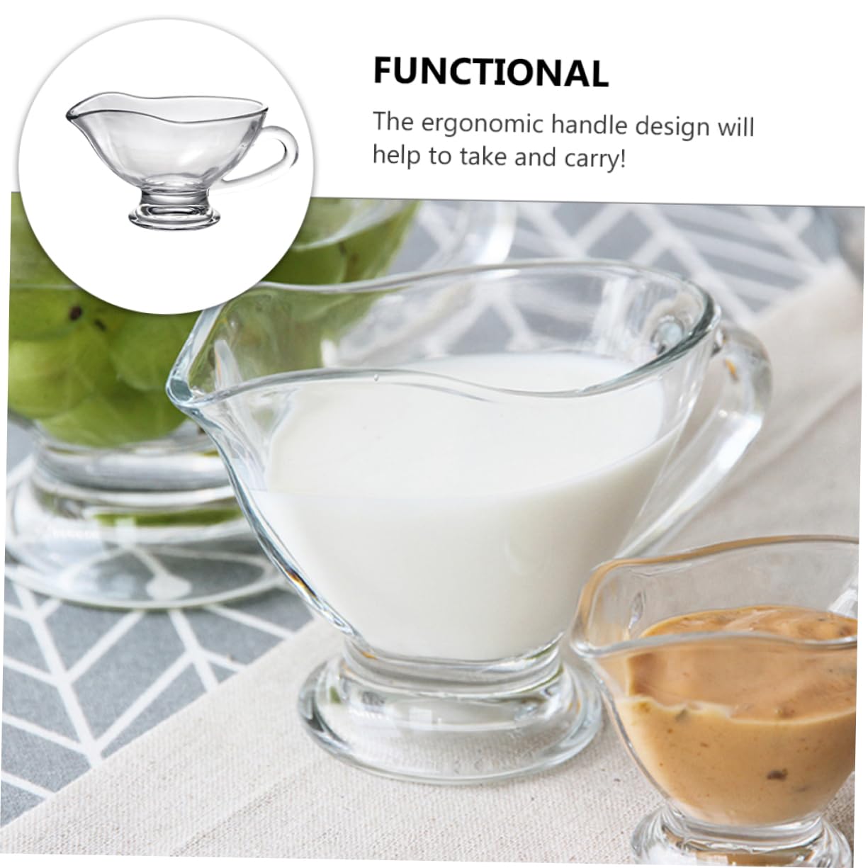 GRIRIW 1pc Sauce Hopper Clear Container Soy Sauce Bowl Coffe Syrup Clear Tea Kettle Syrup Pitcher Clear Sauce Boat Clear Teapot Sauce Serving Boat Soup Mug Jam Sauce Cup Glass Transparent