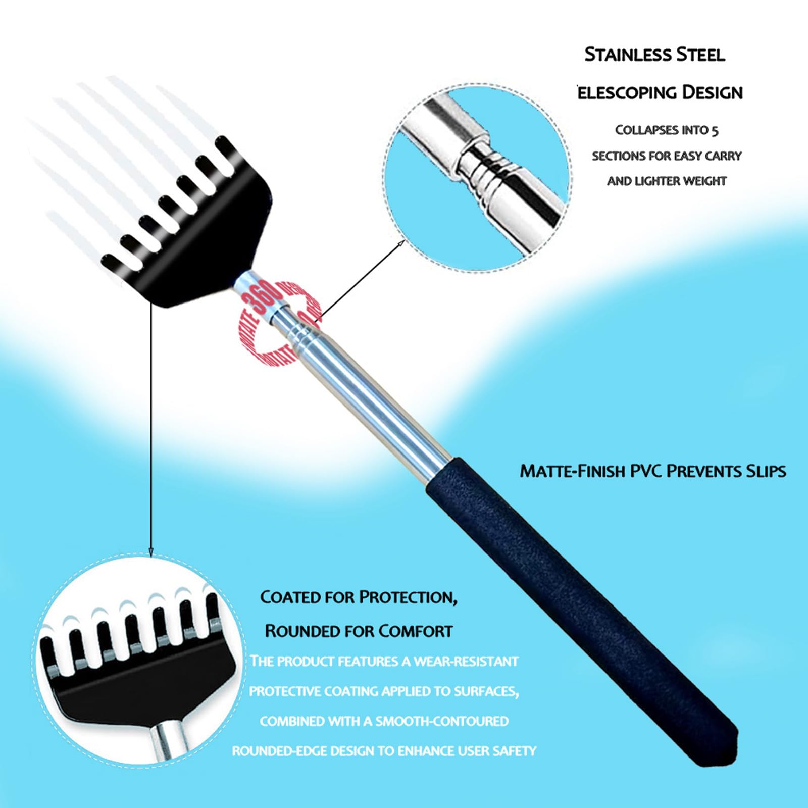 8-Piece Gift Box Set Retractable Back Scratchers- Portable Metal Body Massager Tool, Multi-Color Set for Men Women Kids & Pets - Father's Day, Valentine's, School Season
