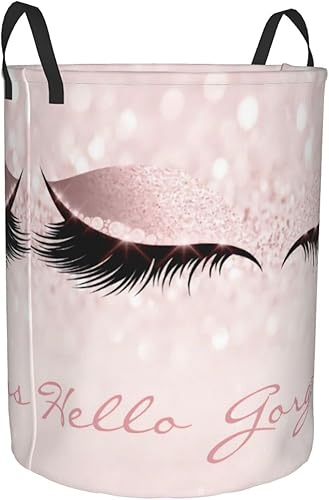 Miniatura 2 de Cesta plegable con purpurina brillante Hello Gorgeous Eyes para la ropa sucia en el dormitorio, impermeable, para el baño, bolsa de lavandería