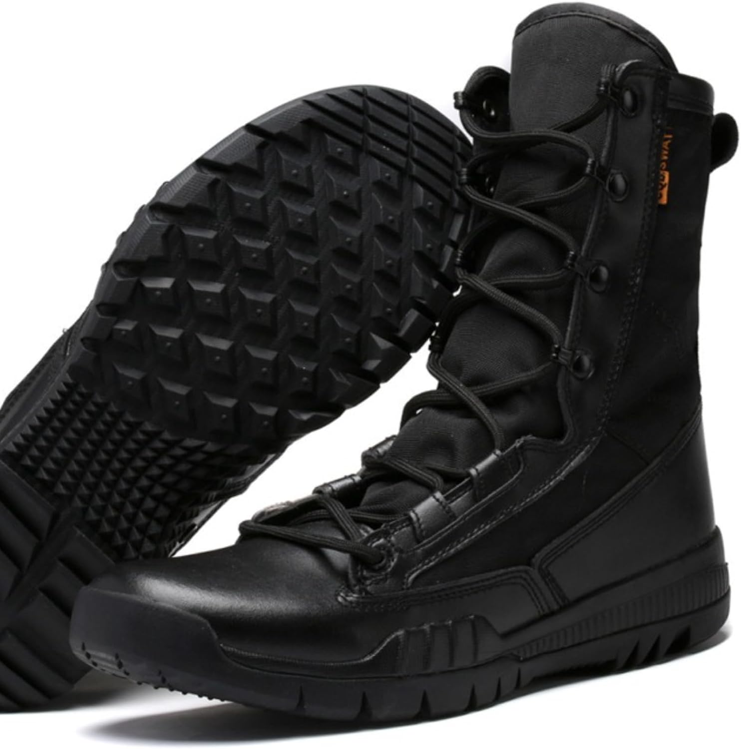 Women's Leather High Top Lace Up Military Tactical Boots 8 Inches Lightweight Combat Boots Durable Work Desert Army Jungle Booties