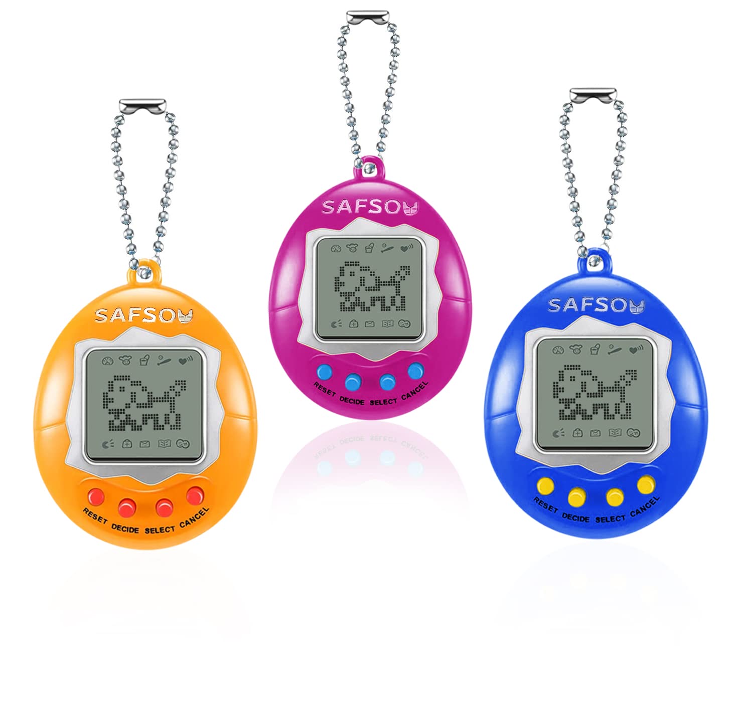 Buy SAFSOU 3 Pieces Virtual Electronic Digital Pets Keychain Keyring