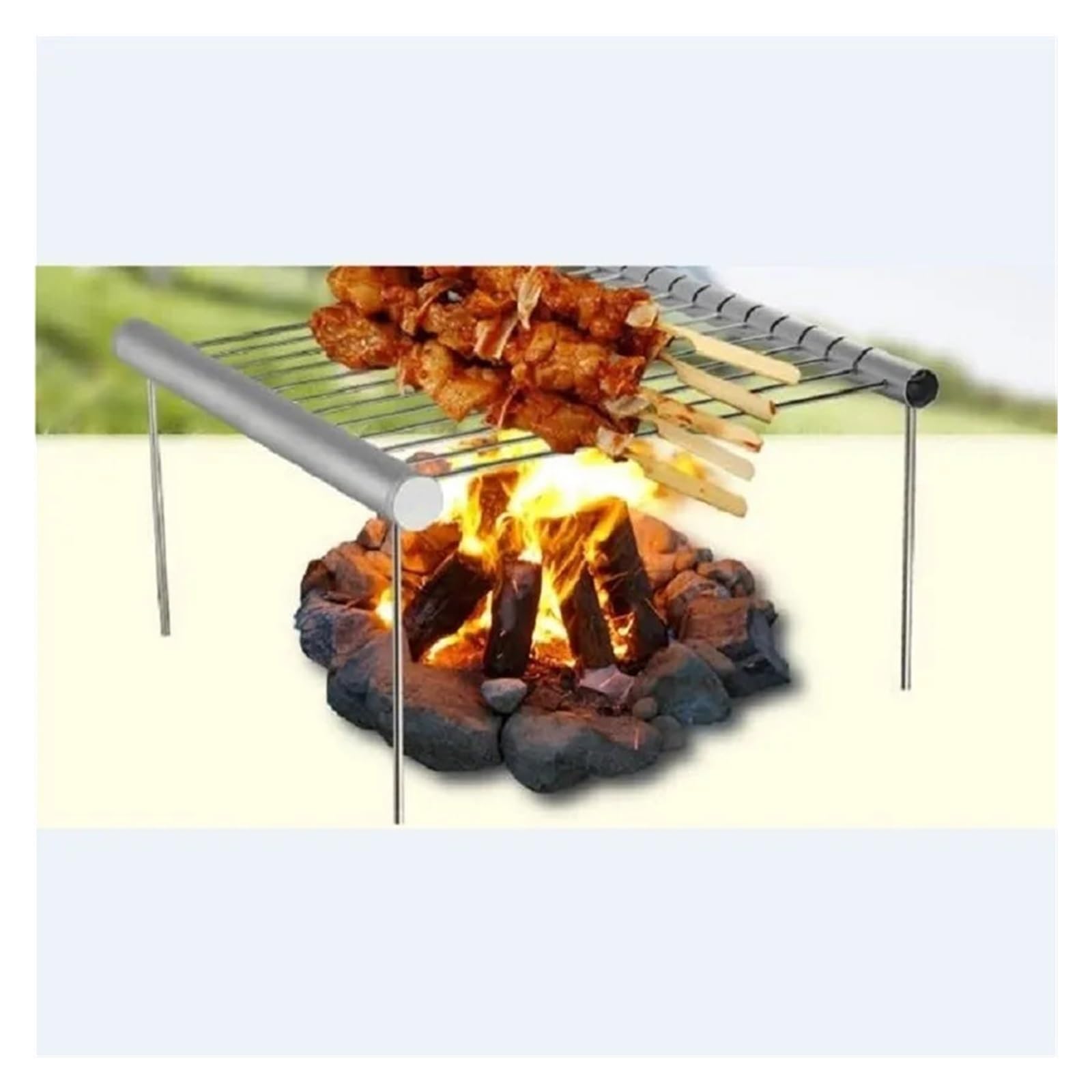 Przenośny zestaw mini akcesoriów do grillowania – 2-częściowy składany zestaw narzędzi do grillowania ze stali nierdzewnej do gotowania na świeżym powietrzu, użytku w domu i w parku, kompatybilny z