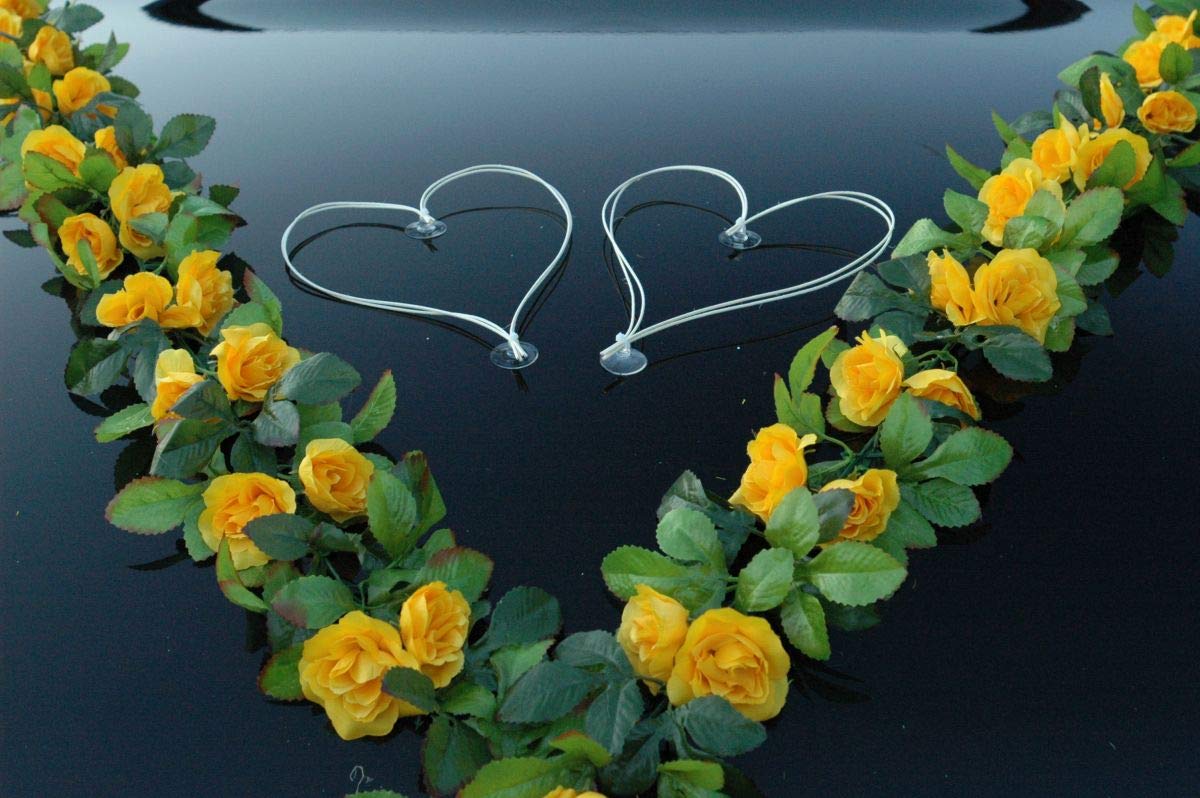 KREATIVSET hochwertige Rosen bouquet extrastarken Saugnäpfen Dekorationen auf dem Gipfel Türgriffdekorationen Spiegeldekorationen Autoschmuck Hochzeit Car Auto Wedding Deko PKW ®Auto-schmuck (BS rot)