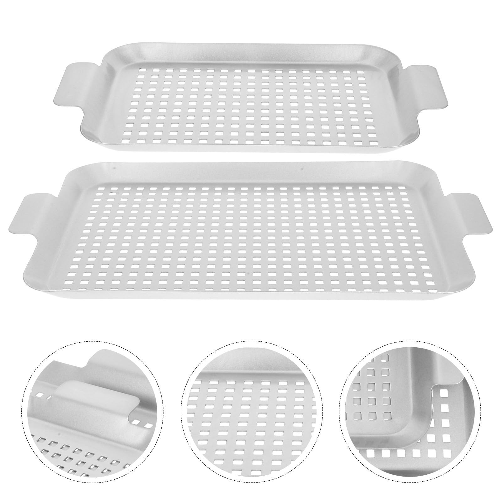 Grillschale Edelstahl mit Perforiertem Design und Robusten Griffen Backblech für Gasgrill zum Grillen von Gemüse und Fleisch im Outdoor Camping