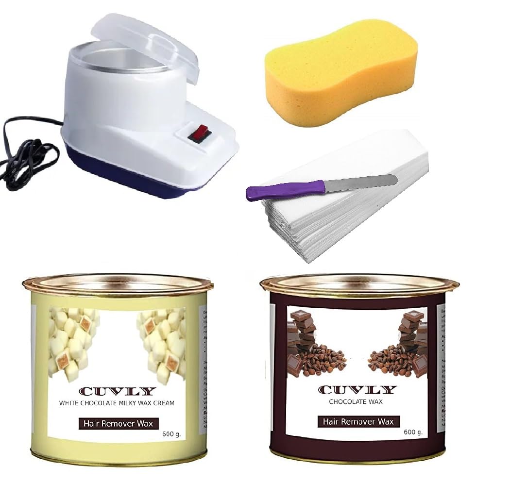 CUVLY Wax Heater Machine Waxing Kit Combo Wax Machine White Chocolate Cream Wax (550 gm) Chocolate Waxing Combo (550 gm), Strips (70pcs), Spatula(Kinfe),Sponge) | (Wax, Heater Combo)-image-19