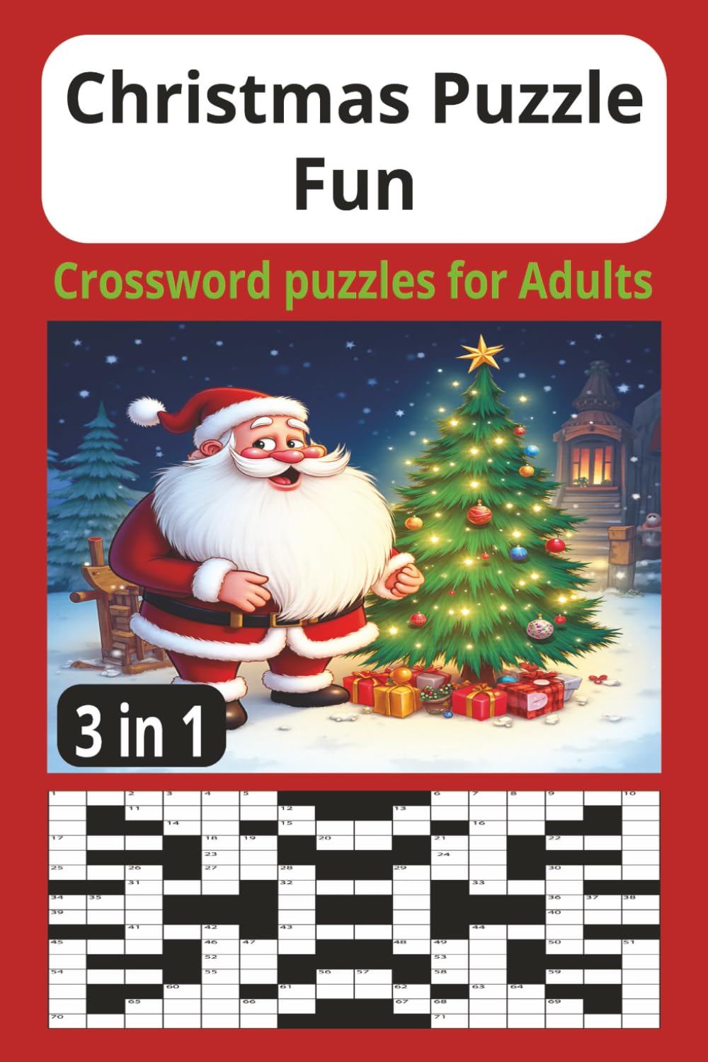Christmas Puzzle Fun: Crossword Puzzles For Adults.Christmas Word Search 6x9 book.Holiday entertainment.Word Search,Sudoku Puzzles.