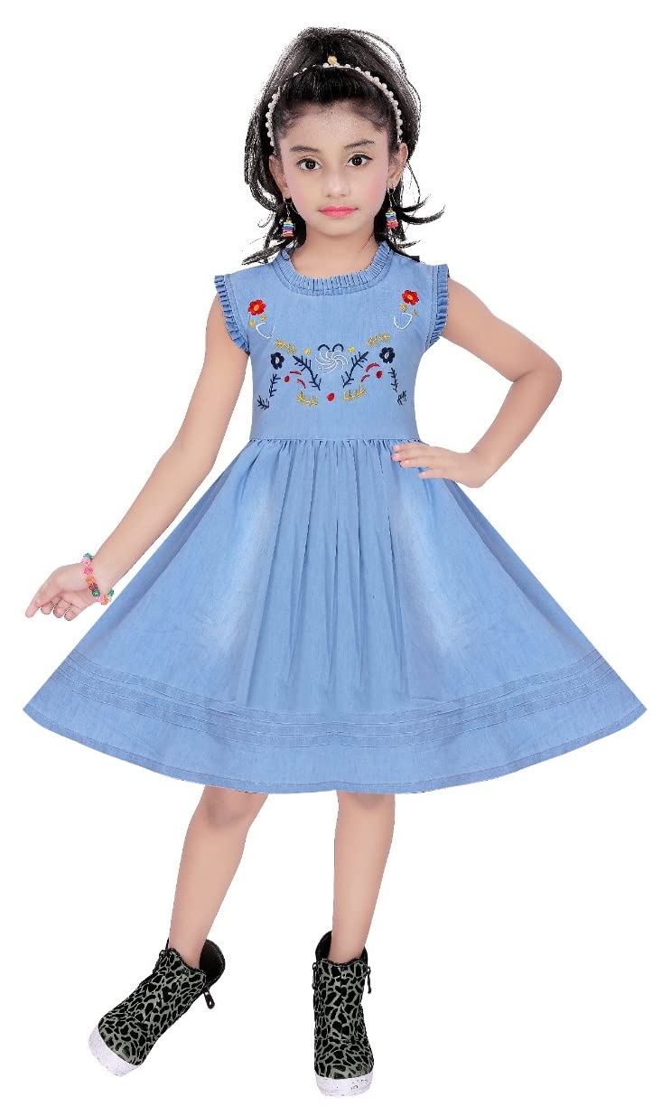 BENKILSBaby Girls Fit and Flare Birthday Sleeve Less Denim Frock