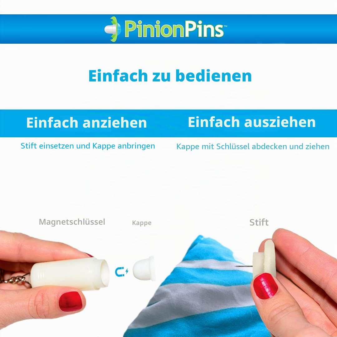 Pinion Pins Magnetische Bettdeckenclips mit Magnetschlüssel für einfaches Entfernen, 16 Stück, BettdeckenVerschlüsse, die sicher verschließbar sind und bis zu 4,5 kg halten