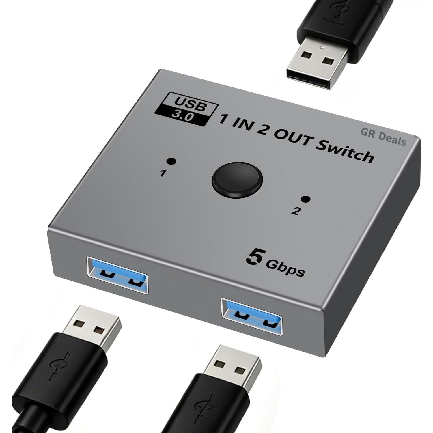 USB 3.0 Switch, Bi-Directional USB Switcher 2 in 1 Out/1 in 2 Out, Aluminum USB Switch 2 Computers Share 1 Device for Printer, Mouse, Keyboard, with USB 3.0 Cable. (Black)-image-41