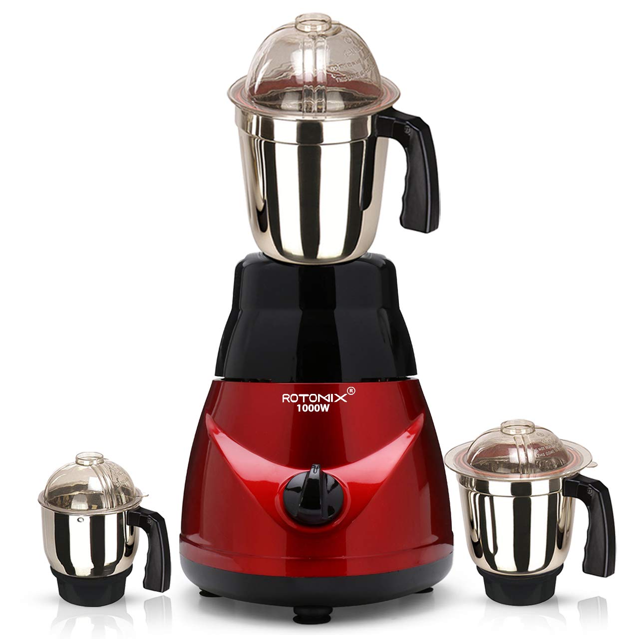 Rotomix MRFTA21 1000-Watt Mixer Grinder with 3 Jars (1 Wet Jar, 1 Dry Jar and 1 Chutney Jar) - Black Red.Make In India