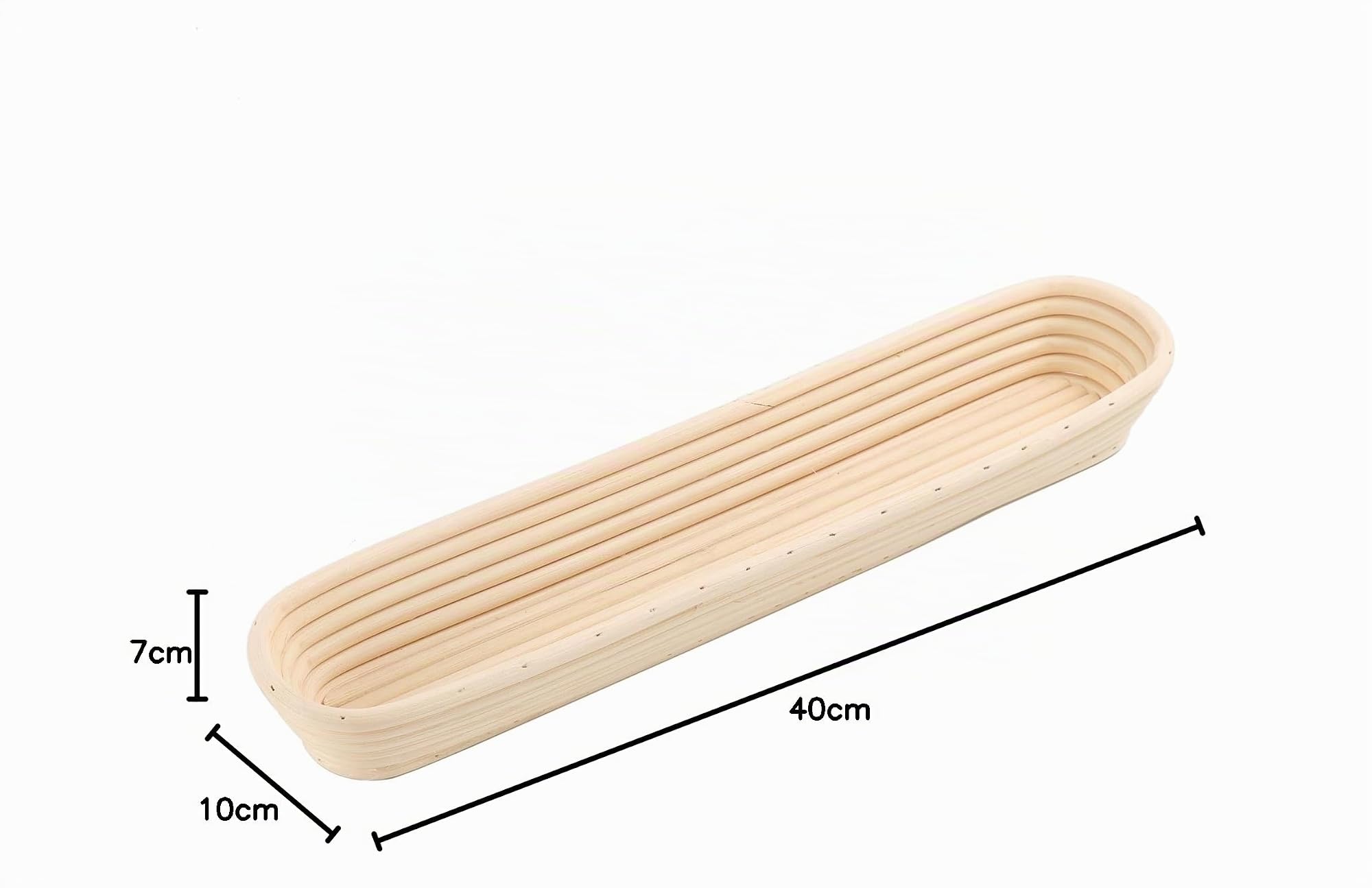Lot de 2 paniers à pain Baguettes - Taille : 38 x 9 x 5 cm - Peut contenir 400 g de pâte - Banneton en rotin - Panier à pain au levain