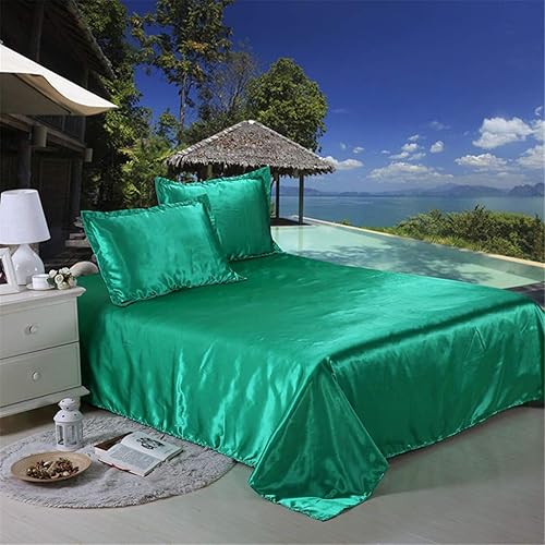 Miniatura 6 de Kanak Textile - Juego de sábanas de satén ultra suave (planas + ajustables + dos almohadas) 100% seda pura satén juego de sábanas de 26 pulgadas de