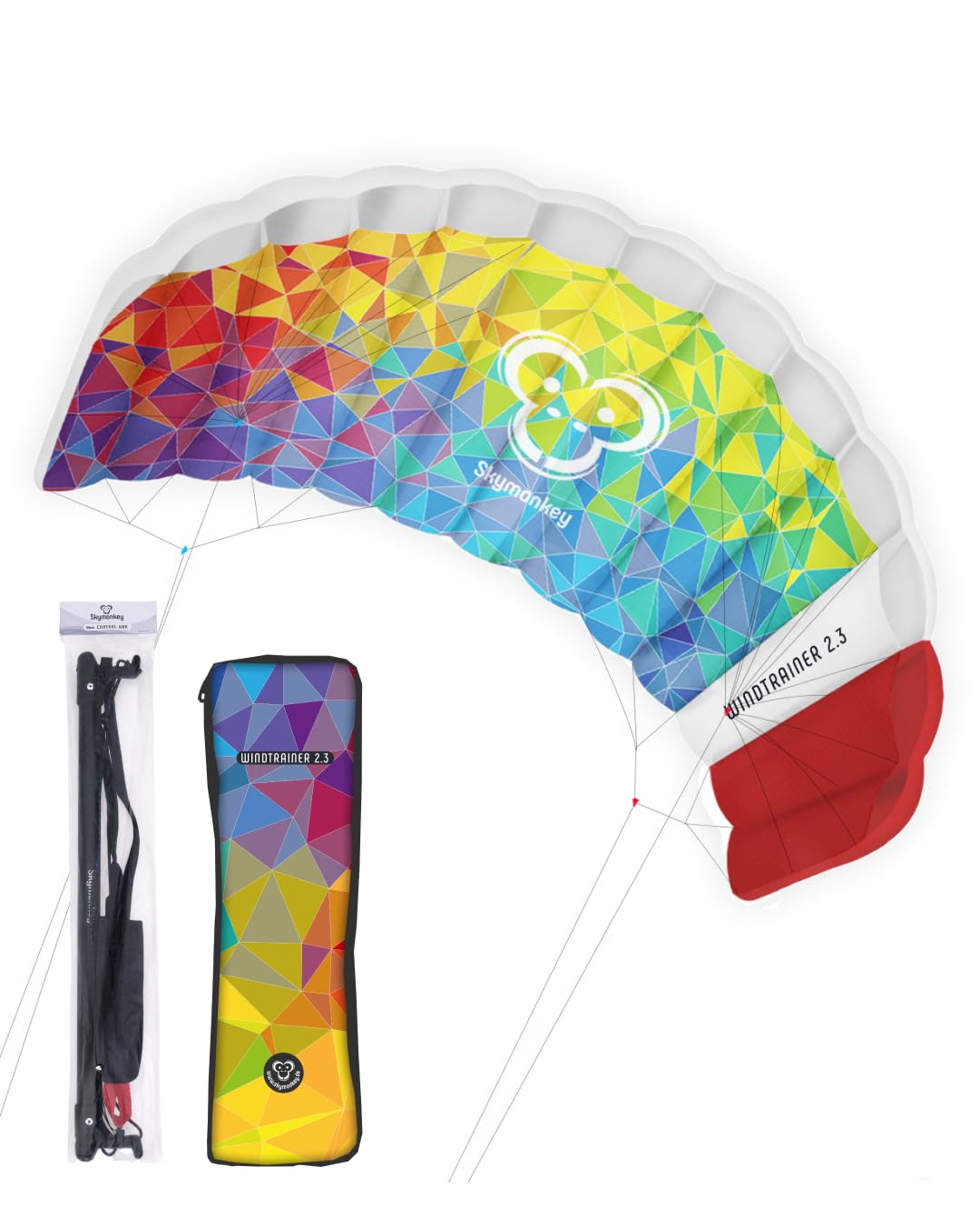 Skymonkey Windtrainer 3.3 Parafoil 4-Cordones Cometa acrobática Ready 2 Fly - Envergadura: 330 cm
