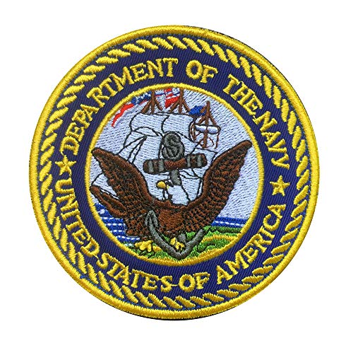4" Round Tactical Department of The U.S.Navy Patch, Military U.S.Navy Department Sign Logo Patches with Hook and Loop for Attach to Military Clothes Clothing Caps Jackets Vest Backpacks
