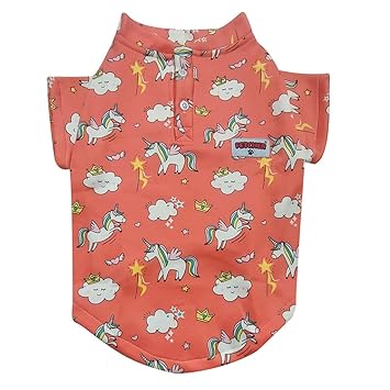 FETCHER Peach Unicorn Printed Warm WinterSweatShirt Sweater Jacket Coat for Dogs and Cats | Winter wear (20