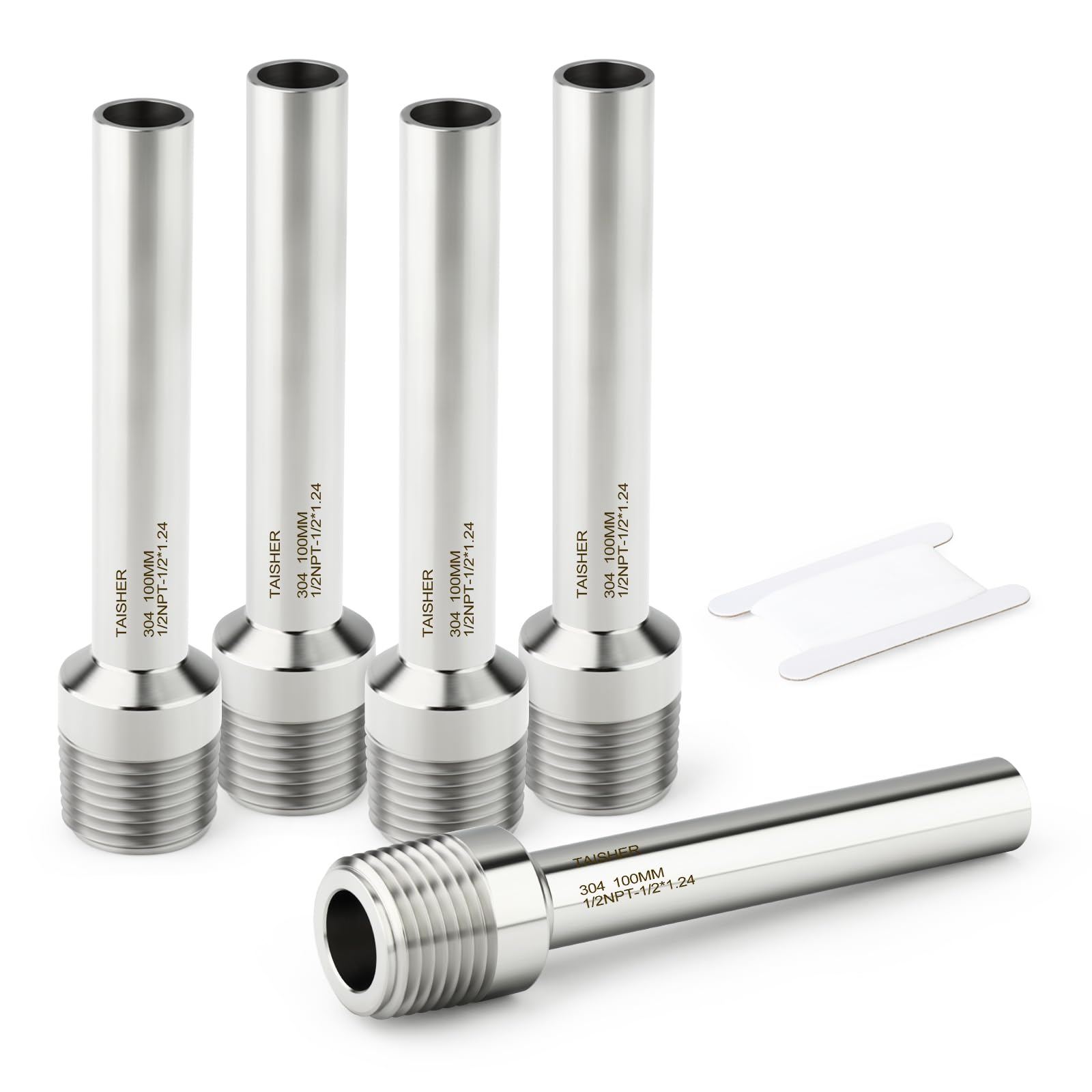 TAISHER 5PCS 304 Stainless Steel Pipe Fittings, 1/2" NPT Male Threaded, 4" Length Weld Nipple Cast Pipe