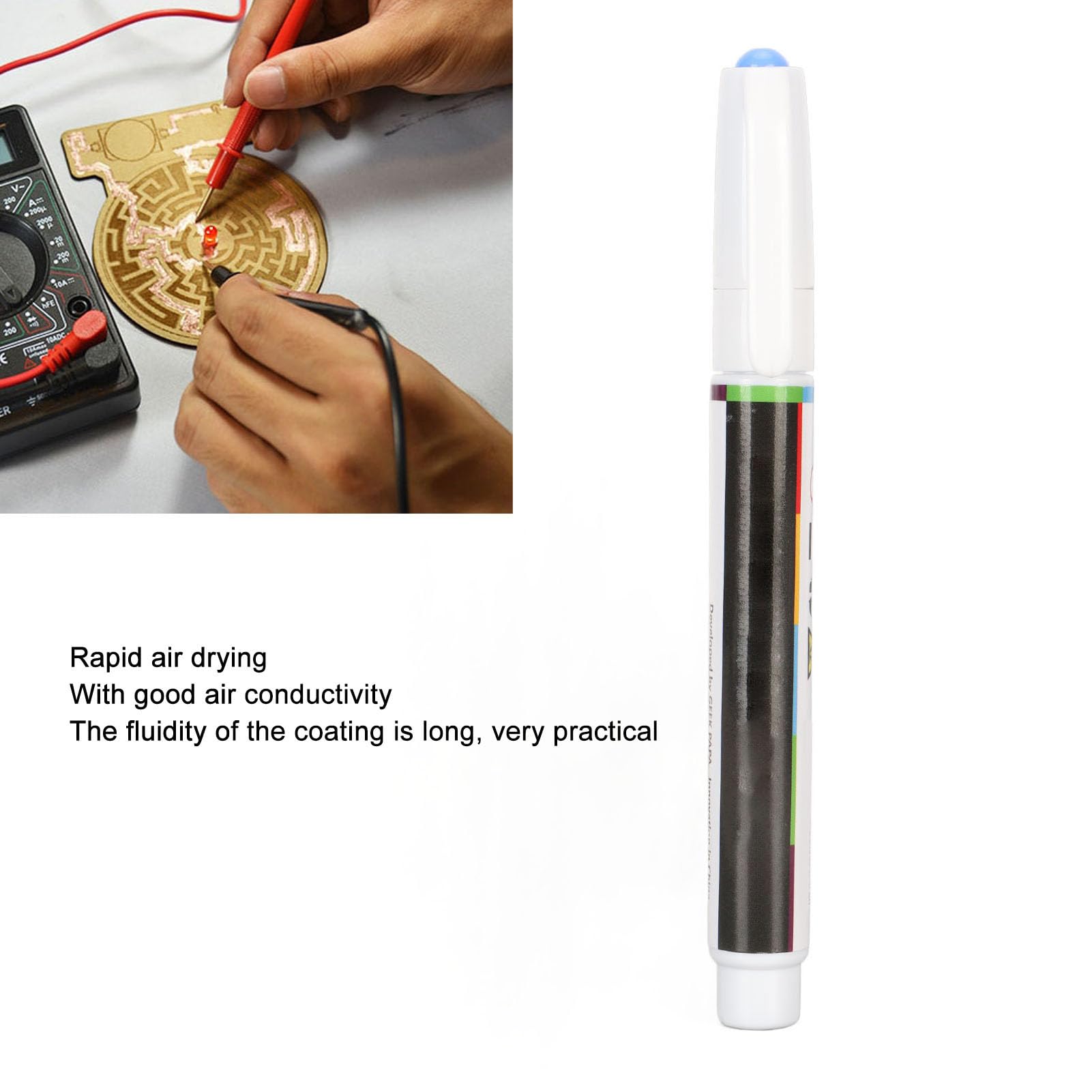 CCYLEZ Stylo Conducteur Circuit Scribe, Stylo Conducteur 6 Ml, Séchage Rapide, Compact, Facile à Utiliser pour la Réparation (GOLD)