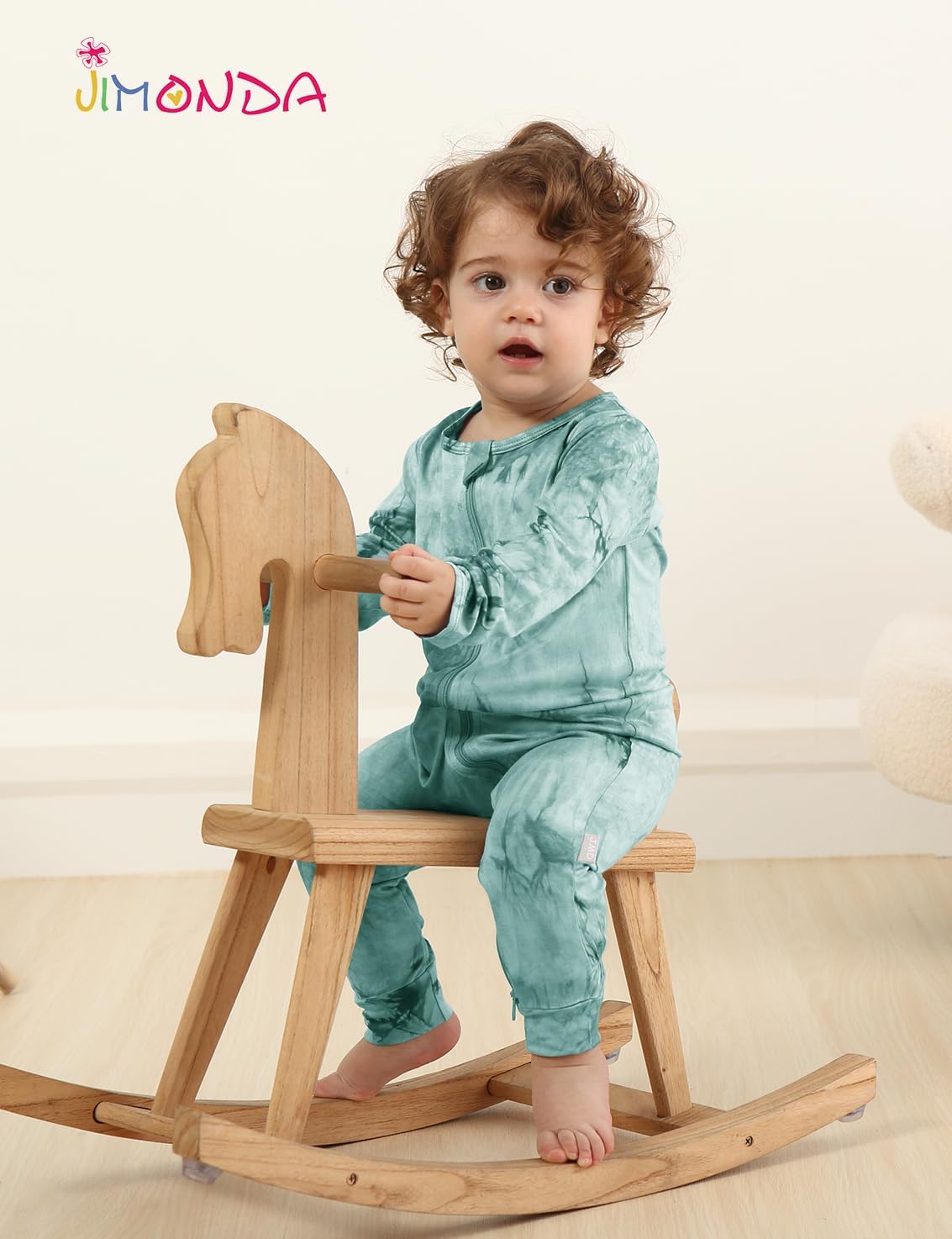 Jimonda Baby Girls Boys Footless Pajamas,Rayon From Bamboo Pjs 2 Way Zipper Long Sleeve Soft Sleeper,Infant Tie-dye Romper - Image 5