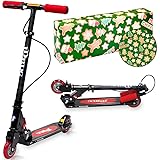 JD BUG MS-201AB キックボード 子供 (フット ブレーキ/ハンド ブレーキ付き / 2輪 / 折りたたみ / 4インチ タイヤ/スポンジ グリップ / メーカー保証1年) 頑丈 軽量 コンパクト 小学生 プレゼント (【ラッピング済】 レッド)