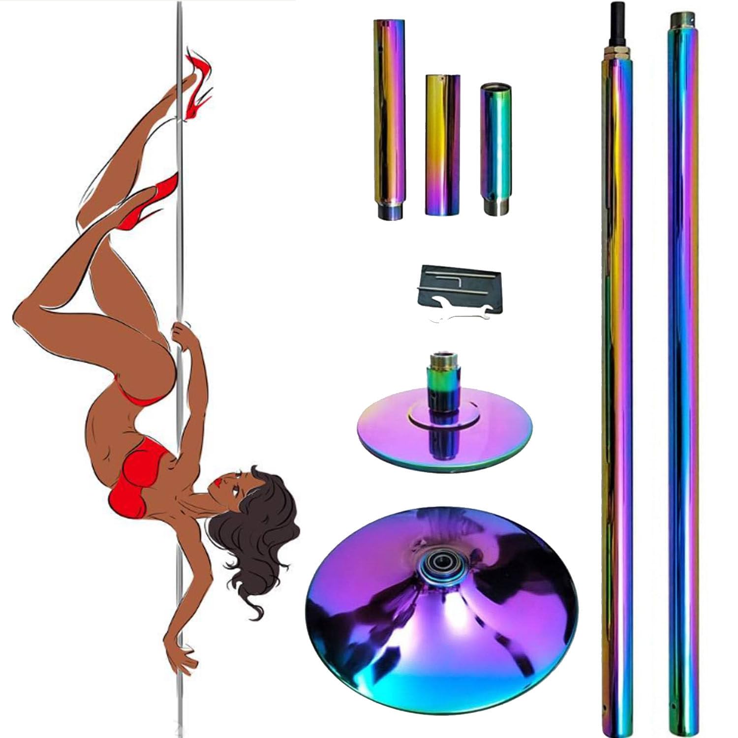 Generisch Tanzstange Profi Stange, Spinning und Static Studio Tragbar Exotic Exercise Fitness Dancing Abnehmbare Tanzstange, Tanzstange 45 mm Höhe verstellbar von 2,23 bis 2,74 m