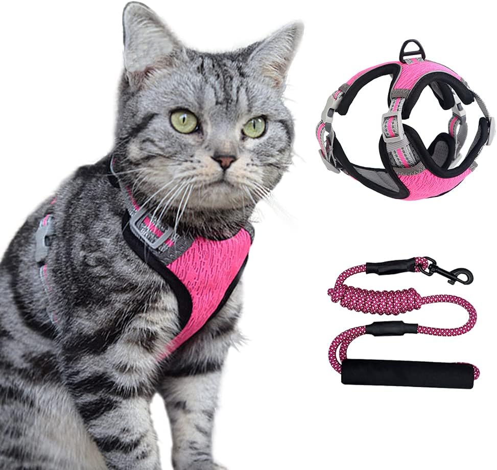 Gardenlor Cat Harness and Leash Set for Walking Outdoor，Escape Proof Soft Adjustable Kittens Vest Harnesses with Reflective Strip…