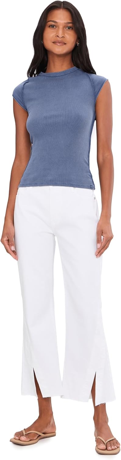 Liverpool Los Angeles 27" Hannah Mid-Rise Crop Flare Jeans with Twisted Slit