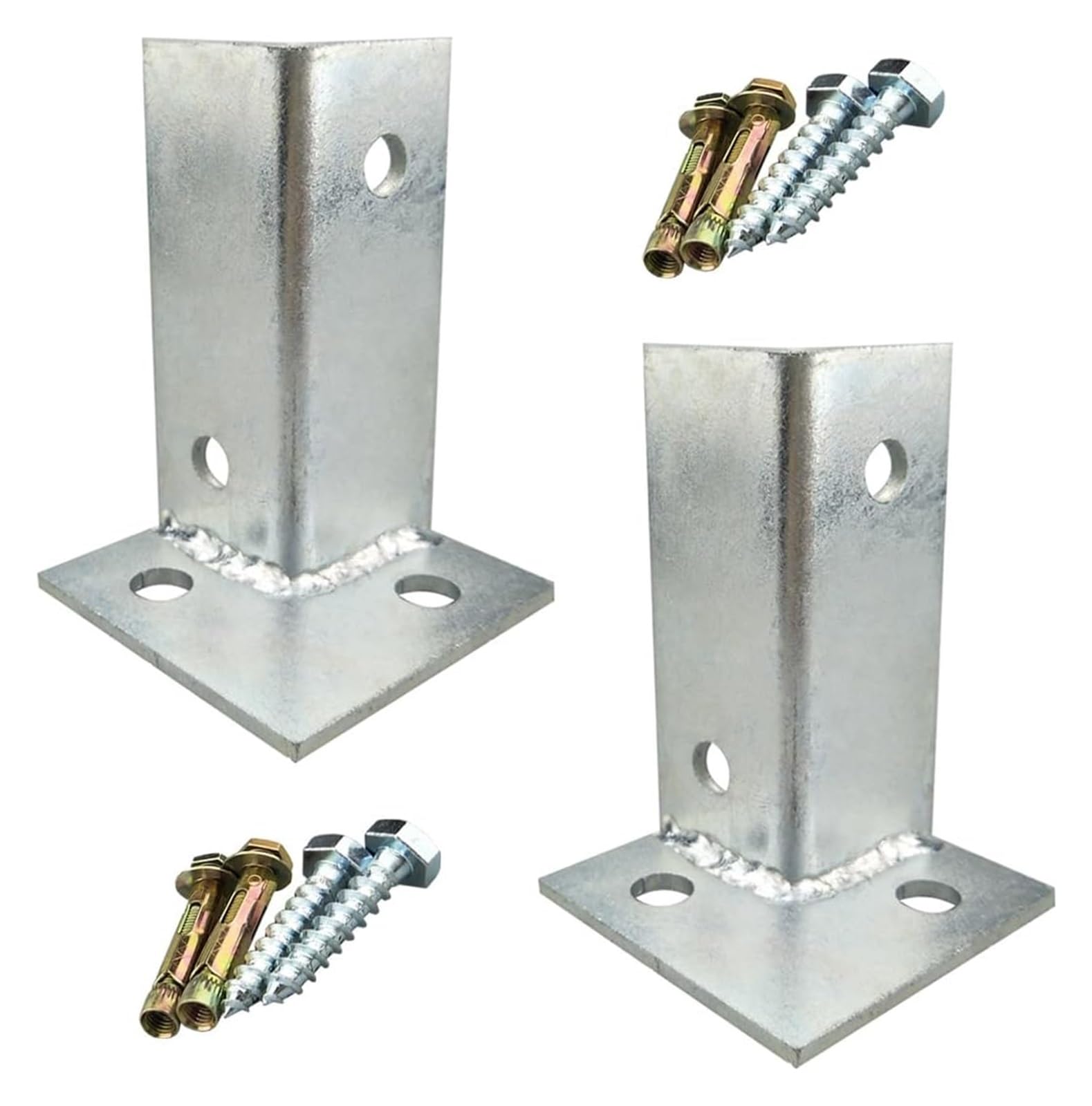 Fence Posts， Adjustable Post Base Heavy Duty Wood Fence Pergola Brackets Reversible Half Column Deck Anchor Fit(2pcs,Height 100mm)