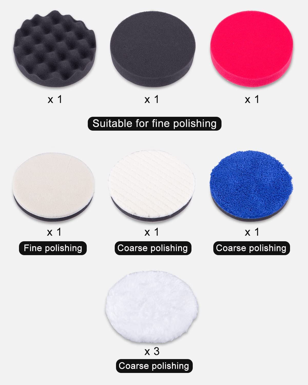 11 sztuk nakładek polerskich do samochodu, 125 mm, nakładka polerska, gąbka polerska, zestaw do polerowania, zestaw z podkładką polerską i futrem polerskim z adapterem do wierteł M14.