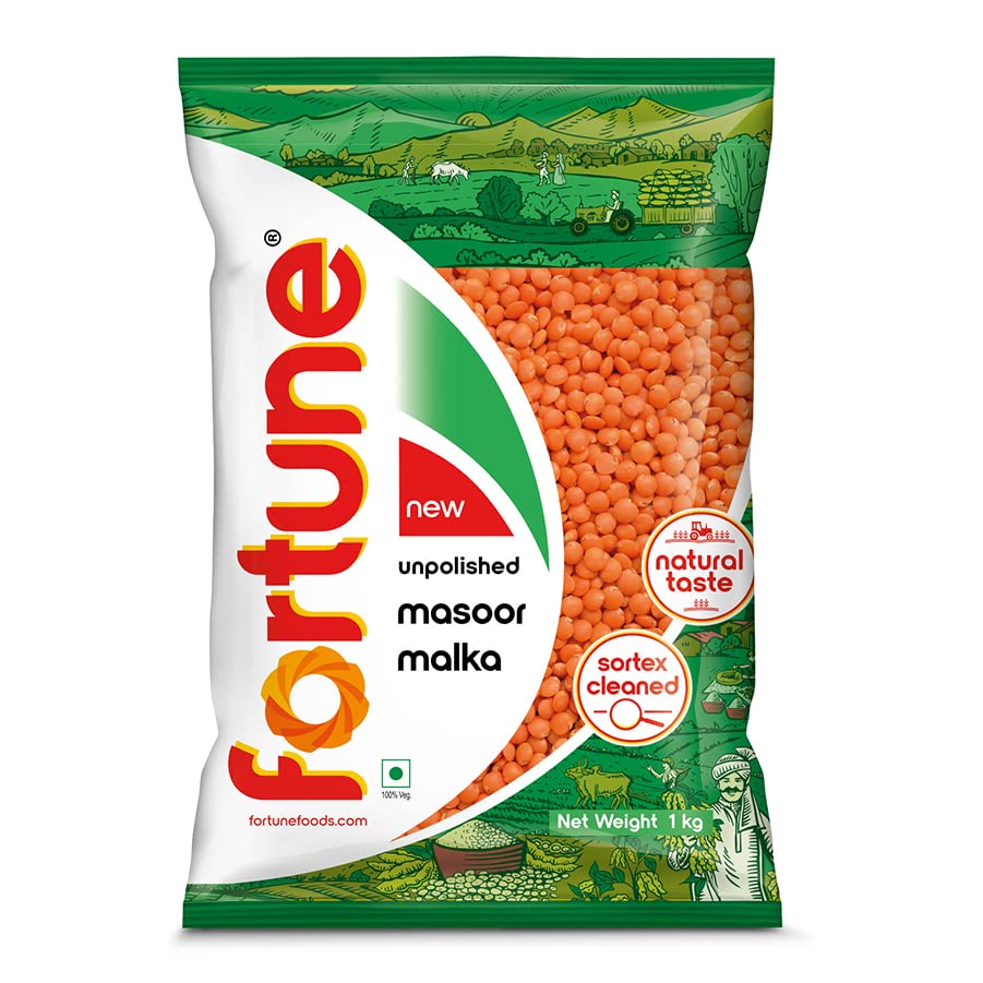 Image of Fortune Masoor Malka (Big), 1 kg, Unpolished and Sortex cleaned