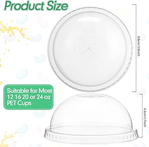 Miniatura 2 de 200 tapas de plástico para cúpula a granel, tapas transparentes desechables para vasos de PET con ranura para pajilla, se ajustan a vasos redondos