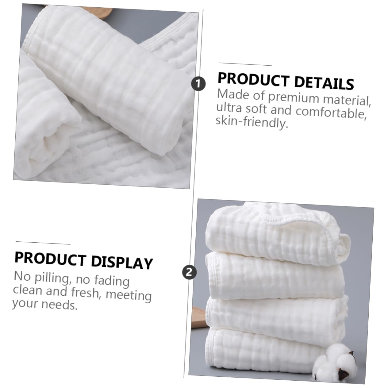 VICASKY 4pezzi Coperta Cotone Per Morbida e Assorbente Teli Da Bagno e Avvolgimenti Per Pancia Cotone Per Bebè