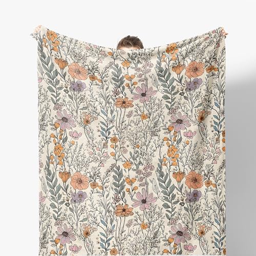 Kemingni Vintage Floral Blanket - Wildflower Throw Blanket, for Couch